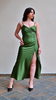 Abito Lungo con Bottoni Verde Militare